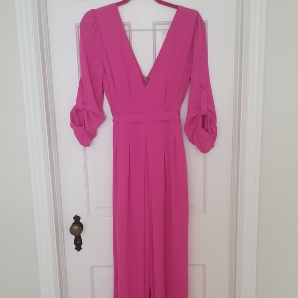 hot pink wide leg jumpsuit